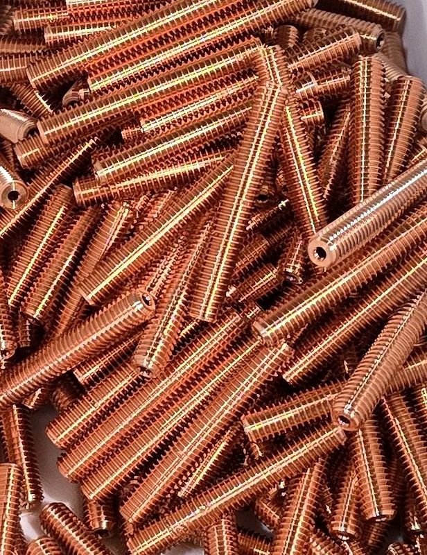 Long threaded copper alloy parts
